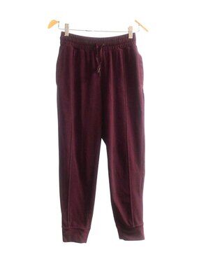 MONDETTA-WOMENS BURGUNDY ELASTIC WAIST TAPPER LEG SWEATPANTS SIZE SMALL